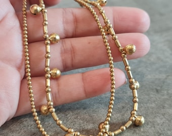 Jingle Bells Messingperlen Kette Boho Frauen Armband Fußkettchen, Jugendliche Fußkettchen, Glocken Fußkettchen