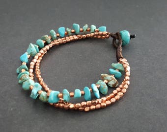 Mini  Rose Gold Turquoise  Chain Bracelet