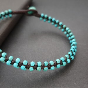 Mini Turquoise Woven Anklet Bracelet, Beades Anklet, Beads Bracelet, Women Anklet image 3