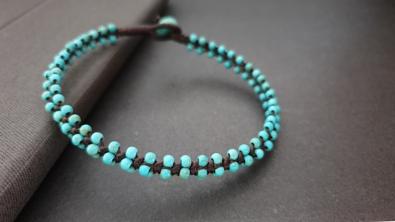 Mini Turquoise Woven Anklet Bracelet, Beades Anklet, Beads Bracelet, Women Anklet image 3