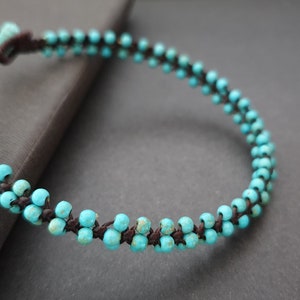 Mini Turquoise Woven Anklet Bracelet, Beades Anklet, Beads Bracelet, Women Anklet image 2