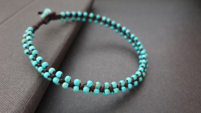 Mini Turquoise Woven Anklet Bracelet, Beades Anklet, Beads Bracelet, Women Anklet image 2