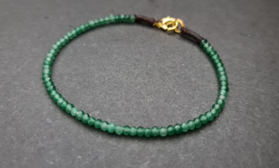 2mm Faceted Jade Round Beads Single Chain Anklet Bracelet