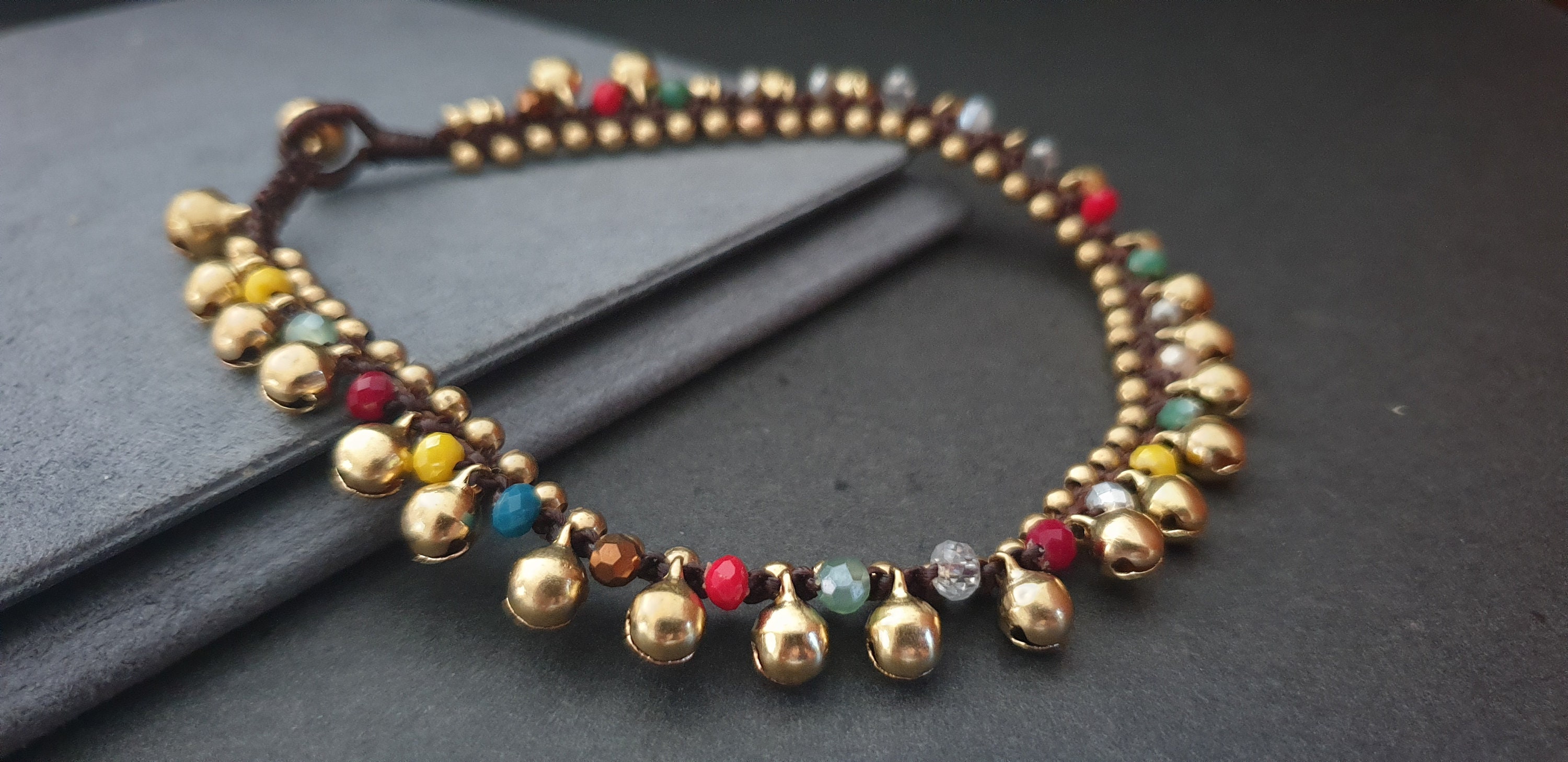 Jingling Brass Bell  Crystal Dance Women Bracelet Anklets, Crystal Anklets, Brass Bells ,  Cats Collars **The photo showing is 6mm bells **