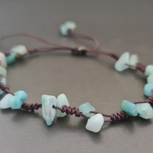Bohemian Nugget Stone Woven Jewelry Slide Lock Bracelet Anklet, Girls Anklets, Women Bracelets, Unisex Bracelets