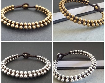Woven  Brass  Silver Beads  Bracelet, Beads Bracelet