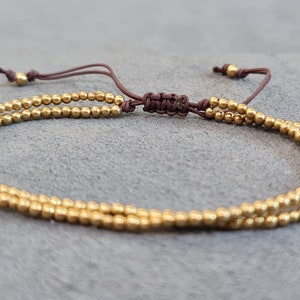 Cadena de cuentas de latón ajustable, joyería unisex dorada, cuentas de latón, pulseras para mujer, regalos para niñas, pulseras de cadena