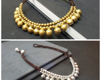 Bohemain Messingarmband-Fußkettchen, Perlen-Fußkettchen, Bell-Fußkettchen, Frauen-Fußkettchen