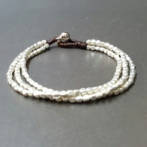 Mini  Silver Cube  Chain Bracelet Anklet ,Silver Beads,Chain Bracelet, Beaded Bracelet,Women Bracelet,Cube Chain,Silver Cube
