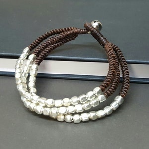 Chocolate Cube Silver Bracelet, Unisex Bracelet