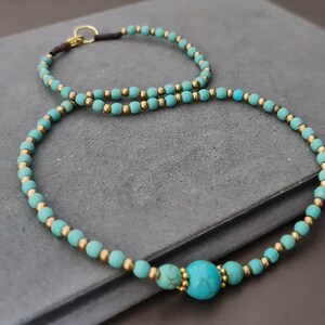 Single Chain Turquoise Women Elegant  Necklace , Beaded Necklace, Wrap Bracelet
