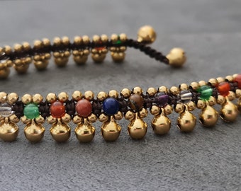 Bauchtanz Edelstein Chakra Messing Fußkettchen, Perlen Fußkettchen, Perlen Armband, Metallperlen, Frauen Fußkettchen ** Das Foto, das zeigt, ist 6 mm Glocken **