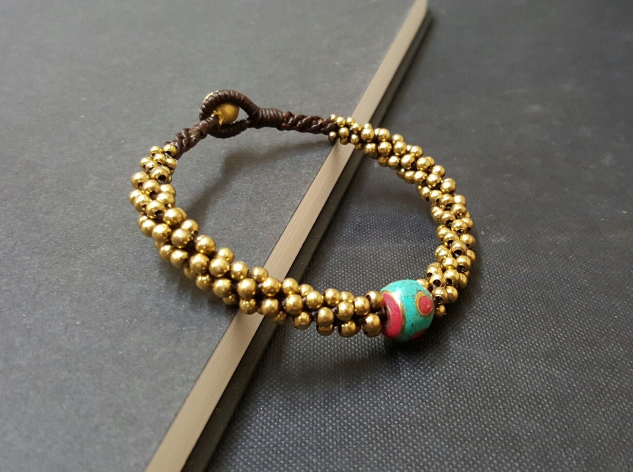 Single Nepal Handmade Woven Brass Bracelet Etsy Ireland