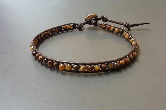 Tiger Eye Leather Wrap Bracelet Anklet - Womens Leather Wrap Bracelets Australia Tiger Eye Leather Wrap Bracelet Anklet - Womens Leather Wrap Bracelets Australia