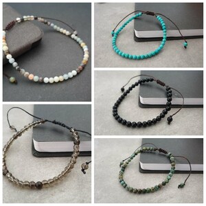 Handmade Adjustable4 mm  Gemstone Bracelet Anklet