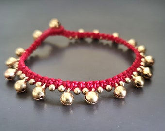 Messing Glocken Bohemain Frauen Schmuck Armband Fußkettchen, Fußkettchen für Jugendliche, Mädchen Fußkettchen, Glocken Armband, Messingarmband, Perlenarmband, Perlen
