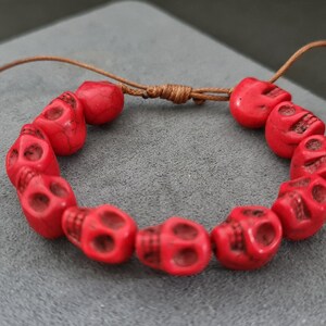 Bracelet ajustable en perles de crâne pour hommes, bracelet de perles, image 3
