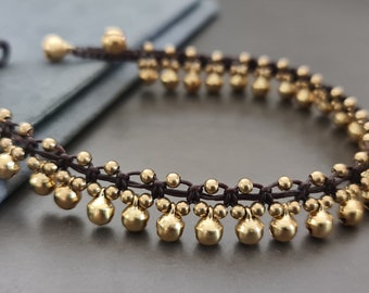 Perlen Fußkettchen Armband Frauen Schmuck, Glocken Armband, Perlen Fußkettchen, Geschenke für Mädchen, Glocken, Glocken, Messingperlen, Perlen, Fußkettchen