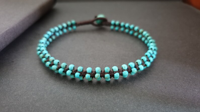 Mini Turquoise Woven Anklet Bracelet, Beades Anklet, Beads Bracelet, Women Anklet image 5