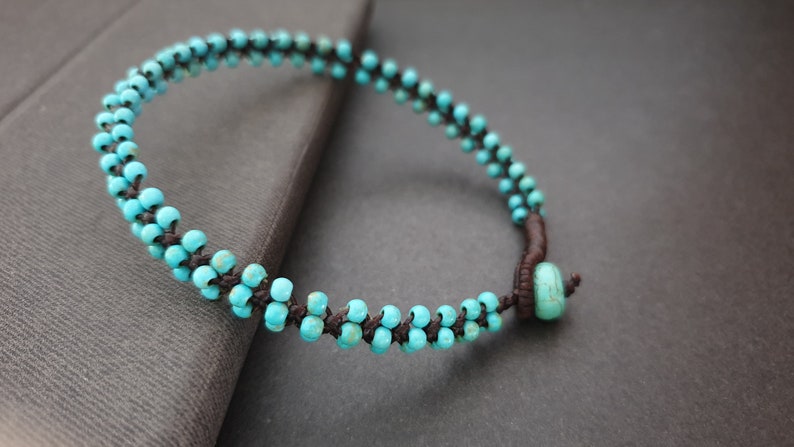 Mini Turquoise Woven Anklet Bracelet, Beades Anklet, Beads Bracelet, Women Anklet image 4