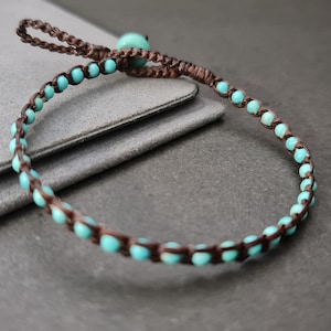 Single  Mini Turquoise Woven Unisex Bracelet  Anklet