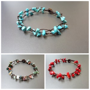 Double Chip Edelstein Strand Sommer Mädchen Teenager Schmuck Armband Fußkette, Frauen Fußkettchen, Geschenk für Frauen