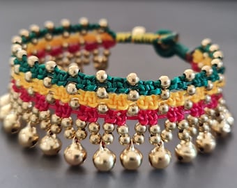 Belly Reggae  Brass  Jingling Women Jewelry Bracelet Anklet **The photo showing is reggae colors**