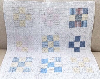 Pastel Cutter Quilt Piece, Vintage Quilt Piece, Nine Patch Quilt Piece, Quilt Piece for Crafts