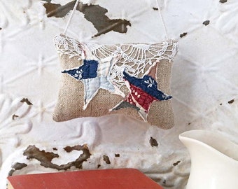 4th of July Hanging Pillow, Peg Rail Star Pillow, Patriotic Home Decor, Hanging Star Pillow Tuck