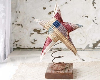 Quilted Star 4th of July Decor, Folk Art Star, 4th of July Decor, Quilted Star on Rusty Spring