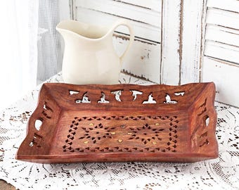 Antique Anglo-indian Inlaid Wood Folding Cake Stand - 3 Tier Hand
