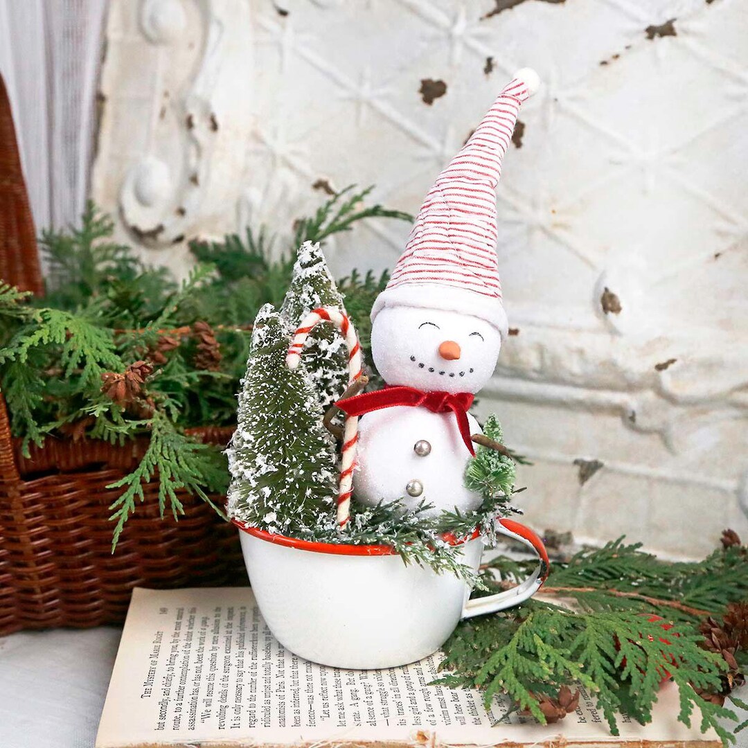 Christmas Snowman Decor, Spun Cotton Snowman, Winter Snowman Decor ...