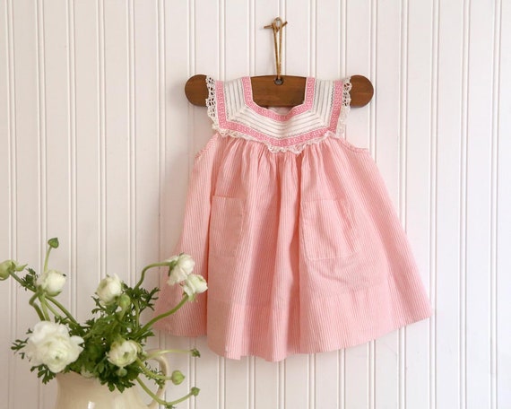 pink and white striped sundress