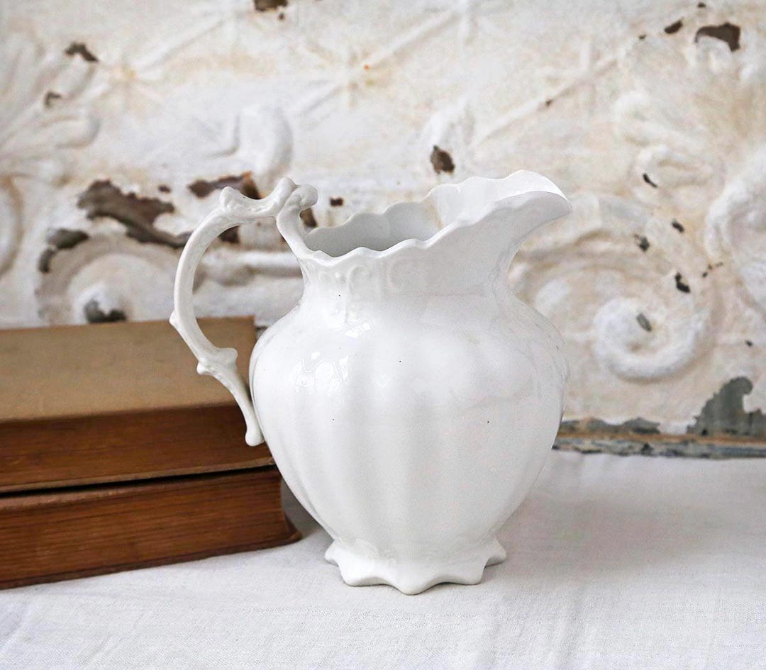 Small ironstone pitcher vintage small white pitcher ironstone creamer