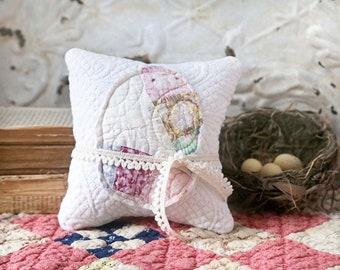 Small Quilt Easter Pillow, Quilted Egg Pillow, Pillow Shelf Sitter, Pillow Cupboard Tuck