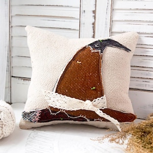 Vintage Crazy Quilt Witch Hat Pillow: Folk Art Halloween Decor
