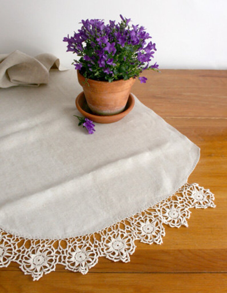 Vintage Linen and Lace Dresser Scarf Hand Made Light Tan Etsy