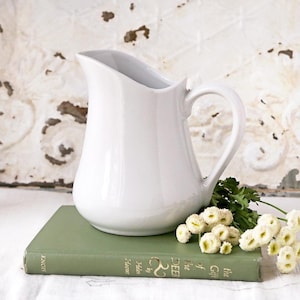 Vintage White Ceramic Pitcher: Porcelana Veracruz, Brazil