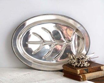 Vintage Silver Meat Platter, Poole Silverplate Serving Platter, Large Oval Platter, Hollowware