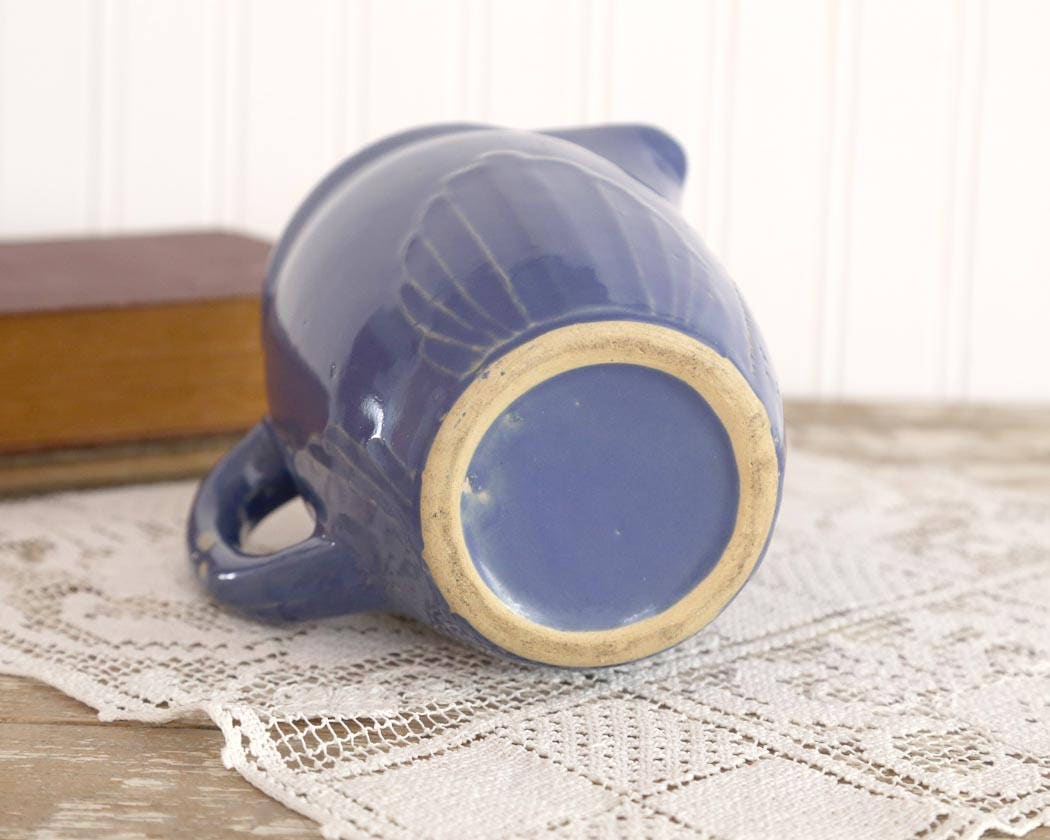Blue Pottery Pitcher, Country Blue Pitcher, Vintage Blue Stoneware ...