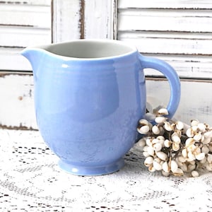 Vintage Blue Pitcher, Hall China Cadet Blue Pitcher, 5" High, USA Pottery,  Country Blue Decor