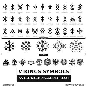 Viking Svg Runor & Symboler Bundle, Viking Svg Bundle, Viking png, Vikingskjorta, Nordiska Amuletter, Bind Runor (Digital Nedladdning)