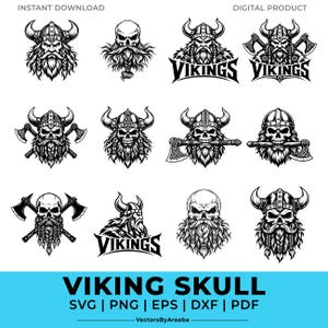 Wikingerschädel SVG, Wikingerschädel-Bundle, Nordischer Krieger SVG DXF-Dateien (Digitaler Download)