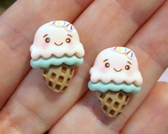 Ice Cream Cone Earrings Kawaii #2~Hypoallergenic