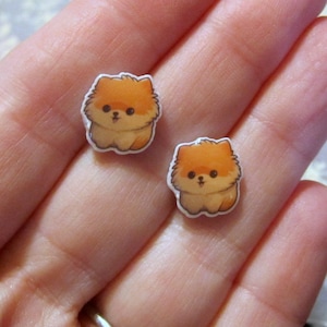 Pomeranian Earrings Dog~Resin~Hypoallergenic