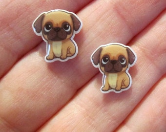 Pug Earrings Dog~Resin~Hypoallergenic