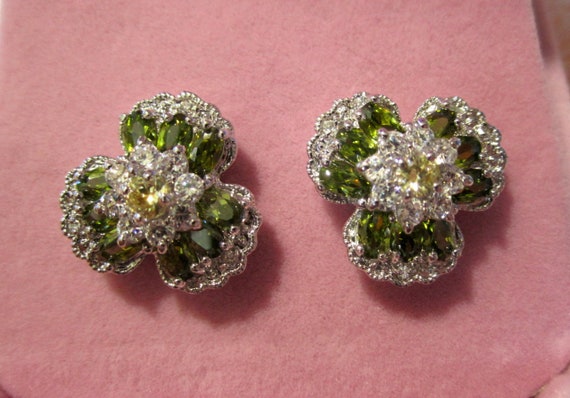 Green Peridot Earrings August Birthstone~Cubic Zi… - image 8