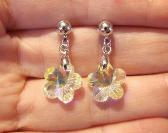 Swarovski AB Sakura Earrings Flower~Handmade with Swarovski Crystals