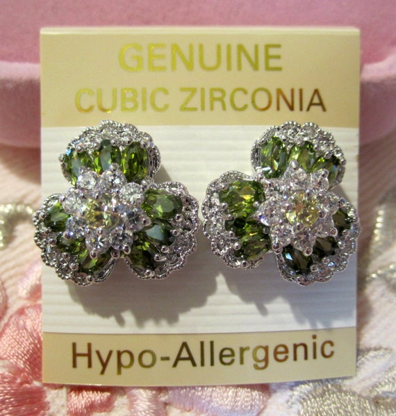 Green Peridot Earrings August Birthstone~Cubic Zi… - image 5