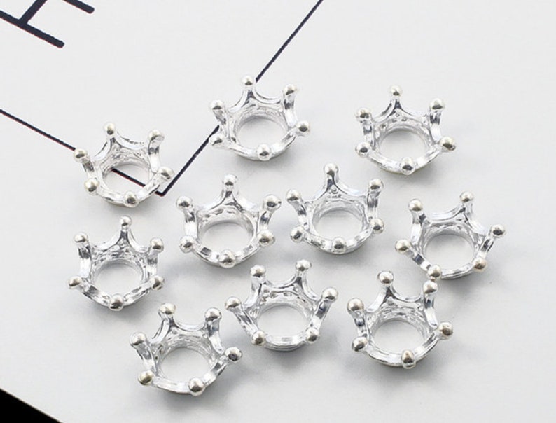 A bag of 51015pcs Mini GoldSilver Plated Crown Bead DIY Charm Spacer Beads Fit Bracelet DIY Making
